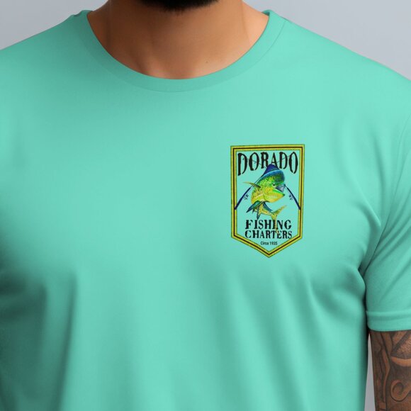 Dorado Fishing Charters T-shirt Gift for Men Mahi Dolphin Fish - Picture 2 of 2